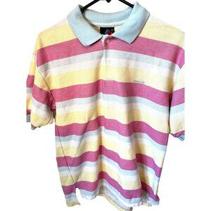 Vintage Hobie Polo‎ Shirt Pink/Blue/Yellow Size Large